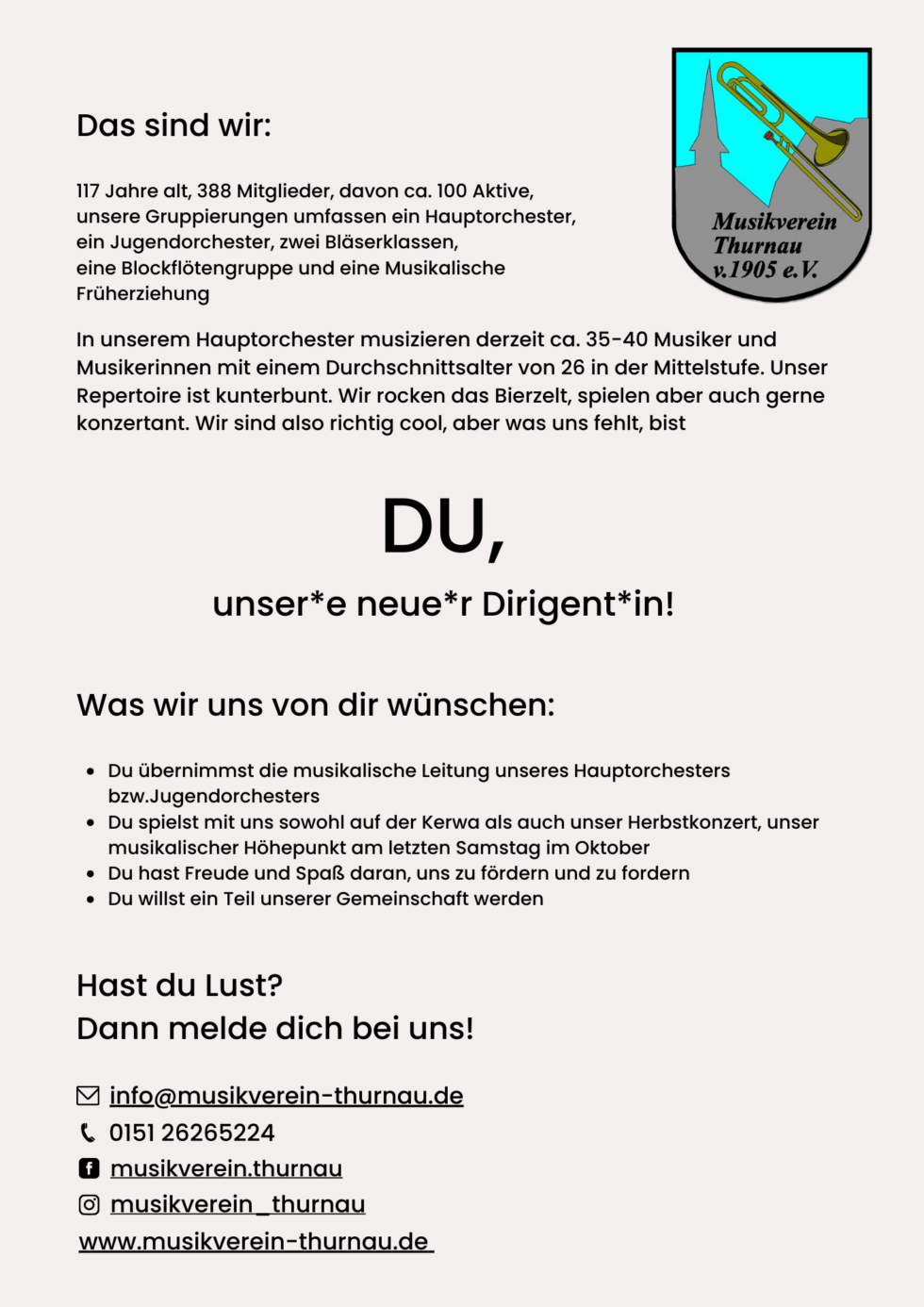 Stellenausschreibung Dirigent*in